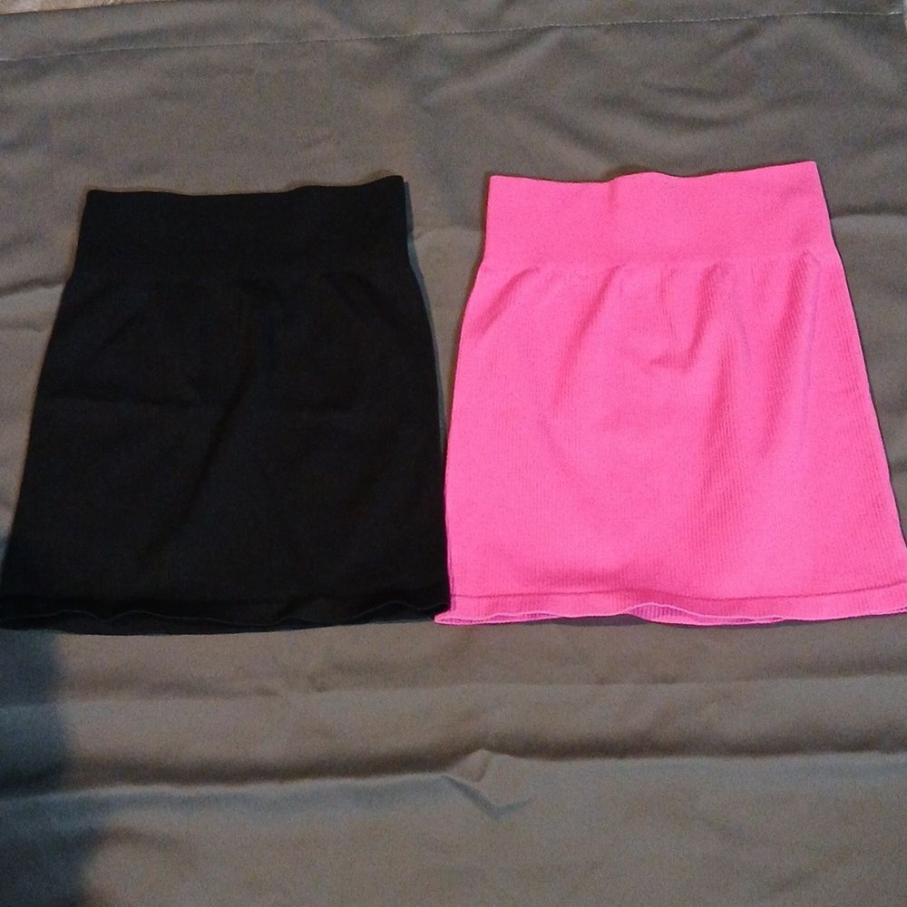 Ribbed basic versatile stretchy classic high waisted casual mini skirts 2pc Sz S